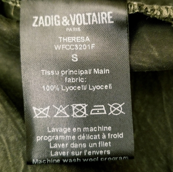{S} Zadig & Voltaire Theresa Blouse In Army Green - Picture 12 of 14